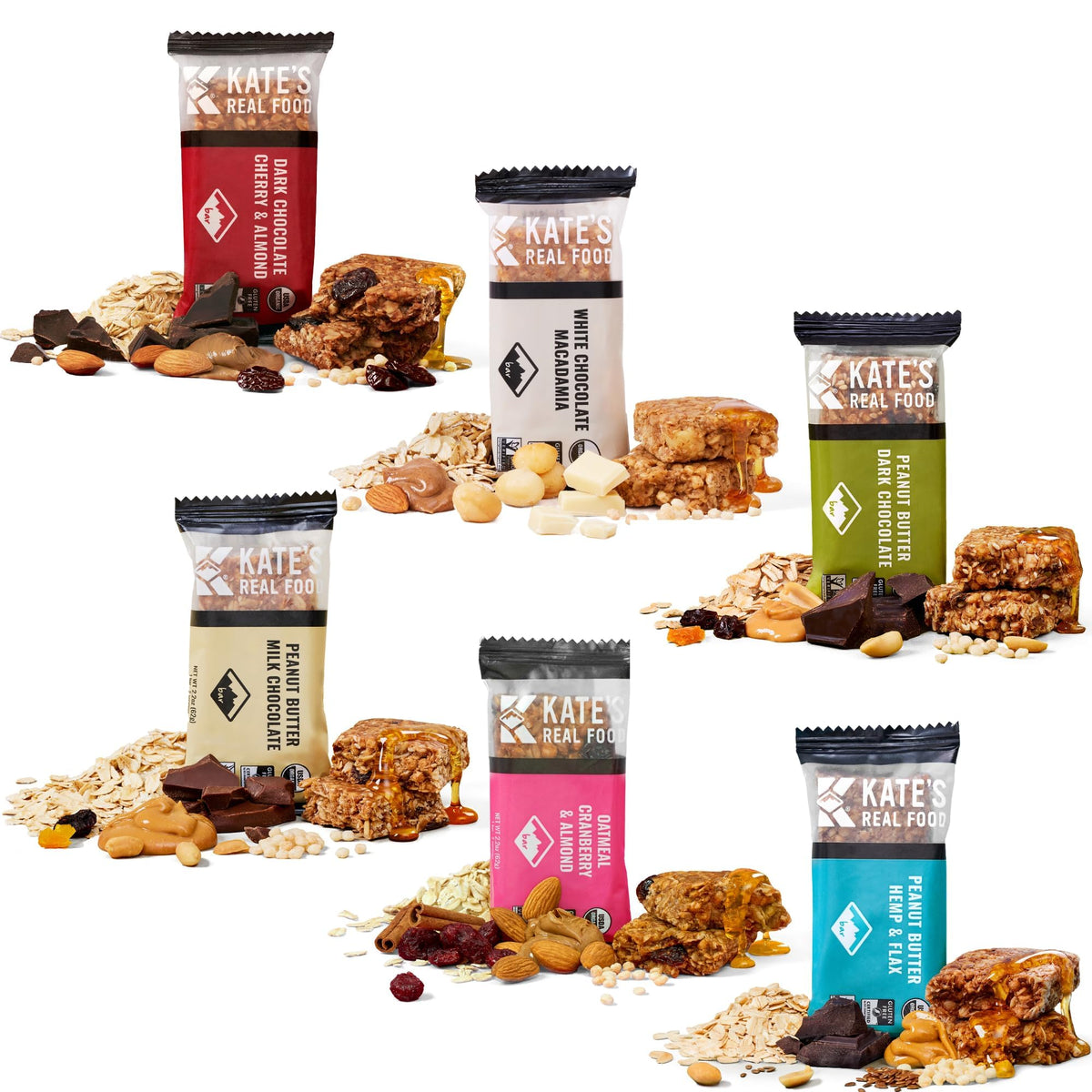 Kate's Real Food Granola Bars four-flavor variety pack, ideal for convenient on-the-go energy
