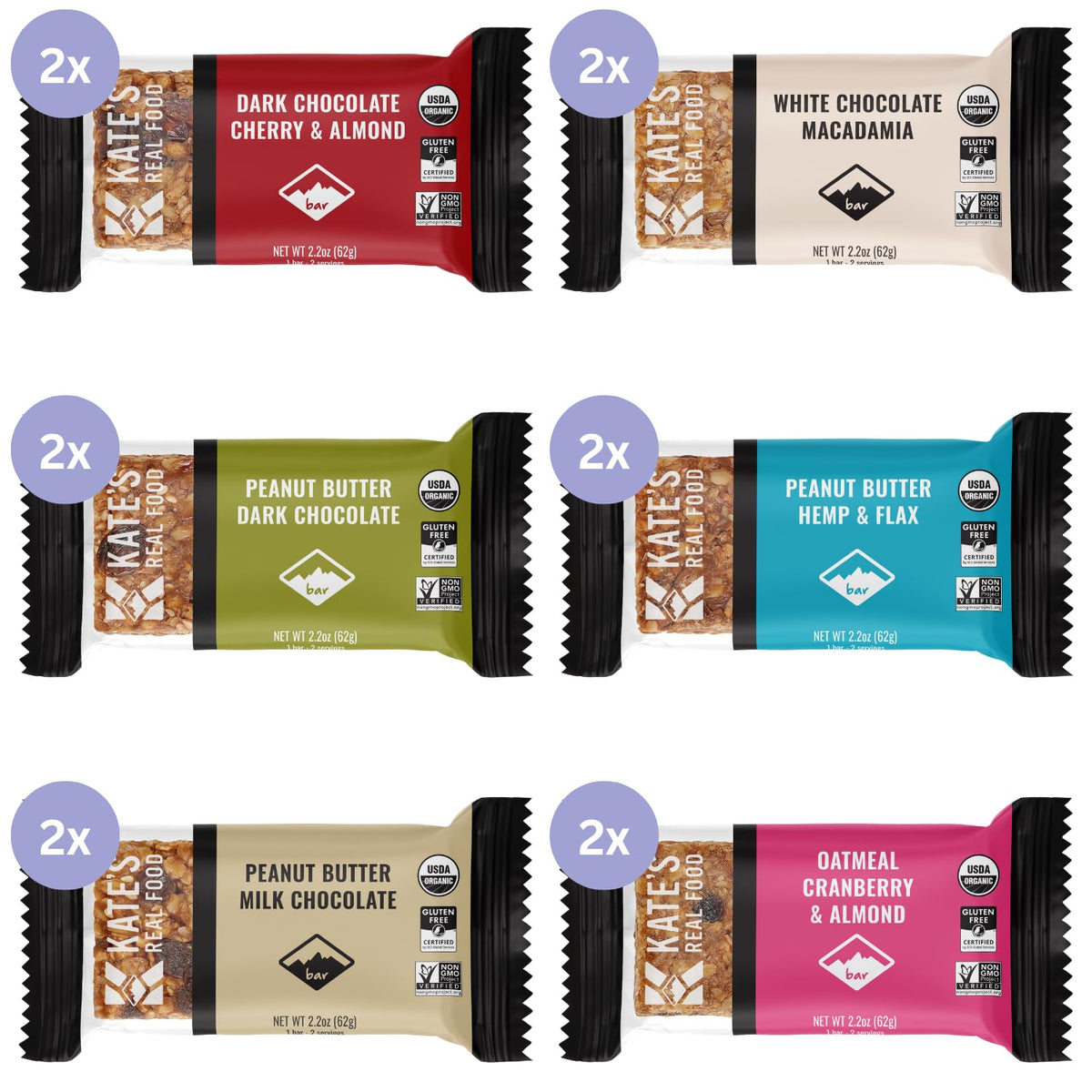 Kate's Real Food bars with organic honey provide natural sweetness on the go