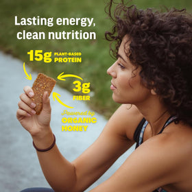 Ingredient snapshot with oats and almond butter highlights clean energy.