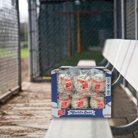 Kathy Kaye Baseball Popcorn Balls airy-crisp texture delivering a balanced crunch.