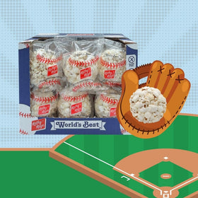 Kathy Kaye Baseball Popcorn Balls gluten-free and peanut- and tree-nut free for schools.