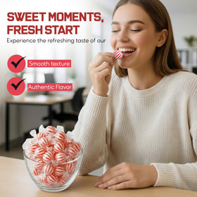 Katie’s Kandy Korner red and white peppermint balls add festive display appeal