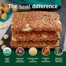 Kate’s White Chocolate Macadamia bar, non-GMO verified.