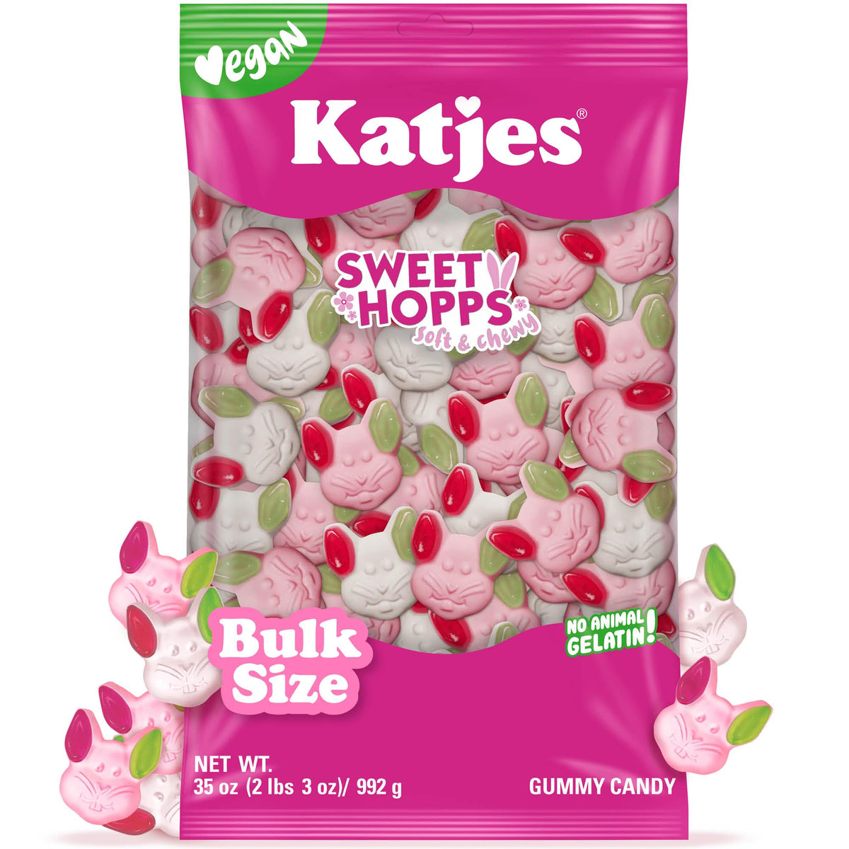 Katjes Bunny Sweet Hopps foam bunny face, soft texture ideal for spring parties and kids