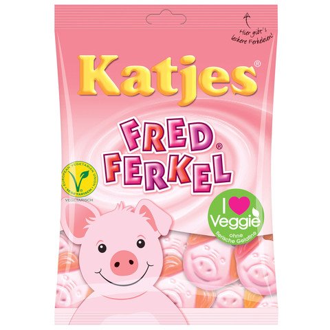 Katjes Fred Ferkel pigs gummy bears, two colorful bags, ideal for sharing