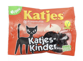 Katjes Kinder Licorice Cat Drops front view, chewy cat-shaped licorice snack.