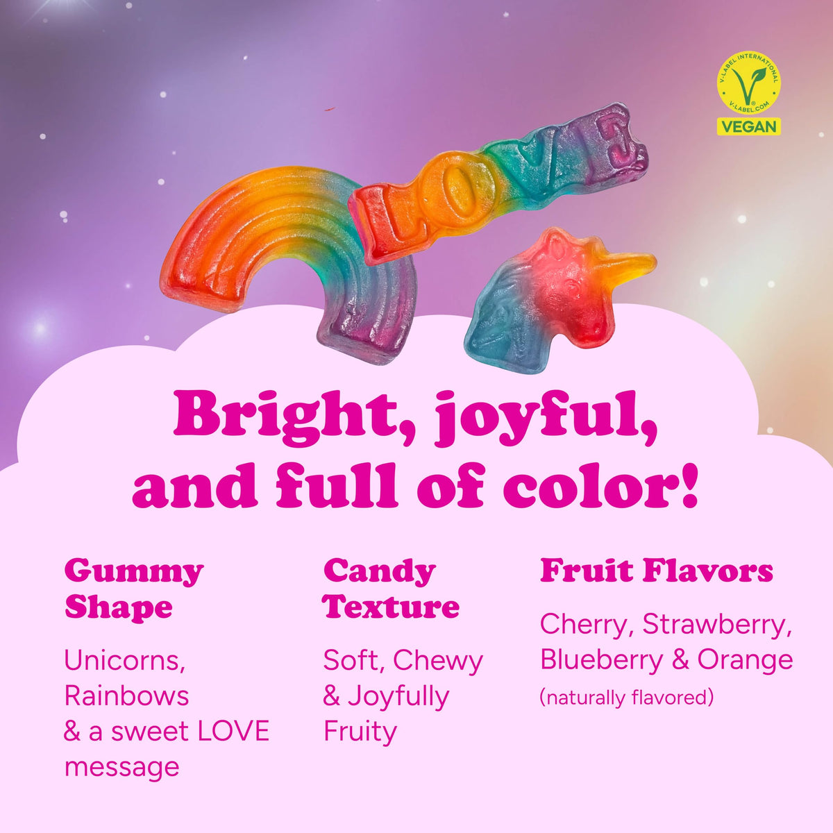 Katjes plant-derived colors palette, bright hues for fun, festive treats.