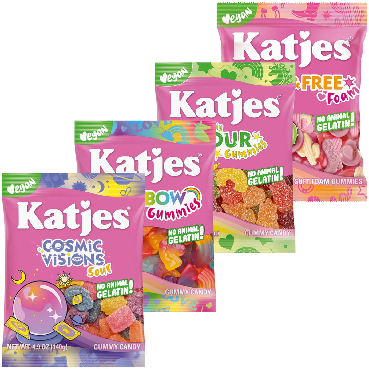 Katjes Vegan Gummy Candy Rainbow gummies in a colorful mix for plant-based snacking.