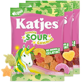 Katjes Vegan Sour Gummies in rainbow shapes for colorful snacking and visual appeal