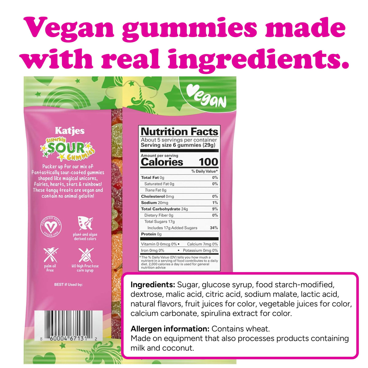 Katjes Vegan Sour Gummies unicorn shapes encourage playful snacking with tangy fruit flavors