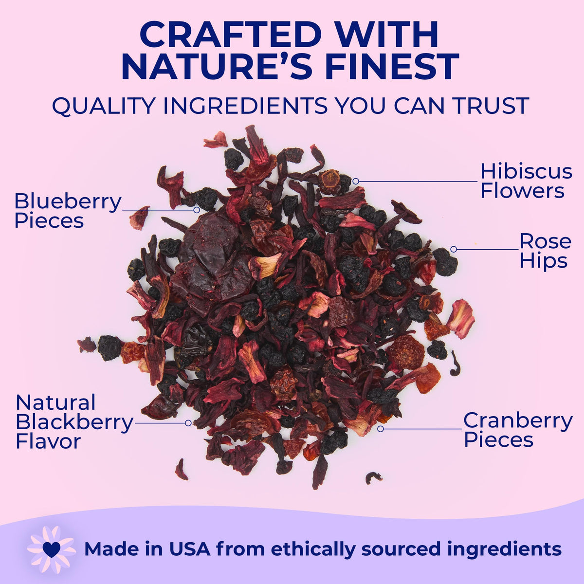 Katy’s Berry Tea cranberries splash adding tart brightness