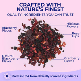 Katy’s Berry Tea cranberries splash adding tart brightness