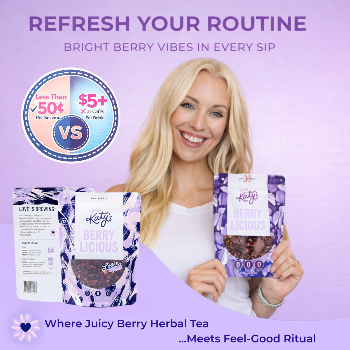 Katy’s Berry Tea hot or cold brew suitable for any day