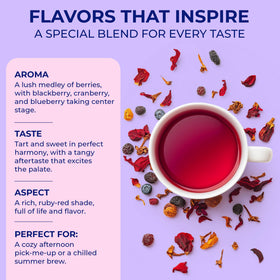 Katy’s Berry Tea whole-leaf blend for richer flavor