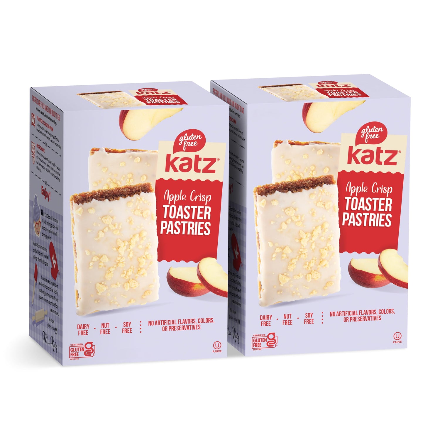 Katz Gluten Free Apple Crisp Toaster Pastries with apple cinnamon filling for a cozy, on-the-go snack