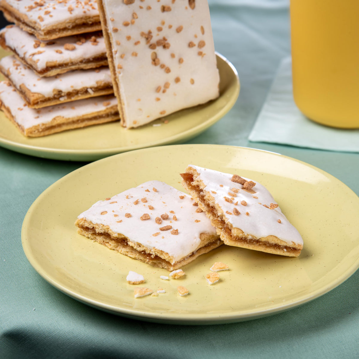 Katz Gluten Free Apple Crisp Toaster Pastries showing a golden flaky crust for a satisfying bite