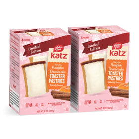 Katz Gluten Free pumpkin cheesecake toaster pastries pack showing cozy fall flavor for grab-and-go mornings