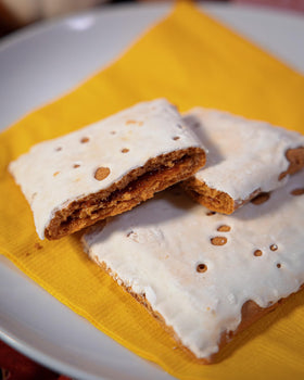 Katz Gluten Free pumpkin cheesecake toaster pastries warmed for a cozy breakfast