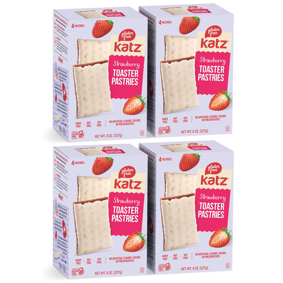 Katz Gluten Free Strawberry Toaster Pastries packaging for on-the-go snacking