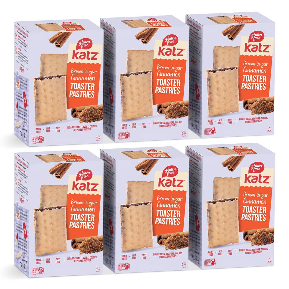 Katz Gluten Free Toaster Pastries Cinnamon box front, ready-to-enjoy snack