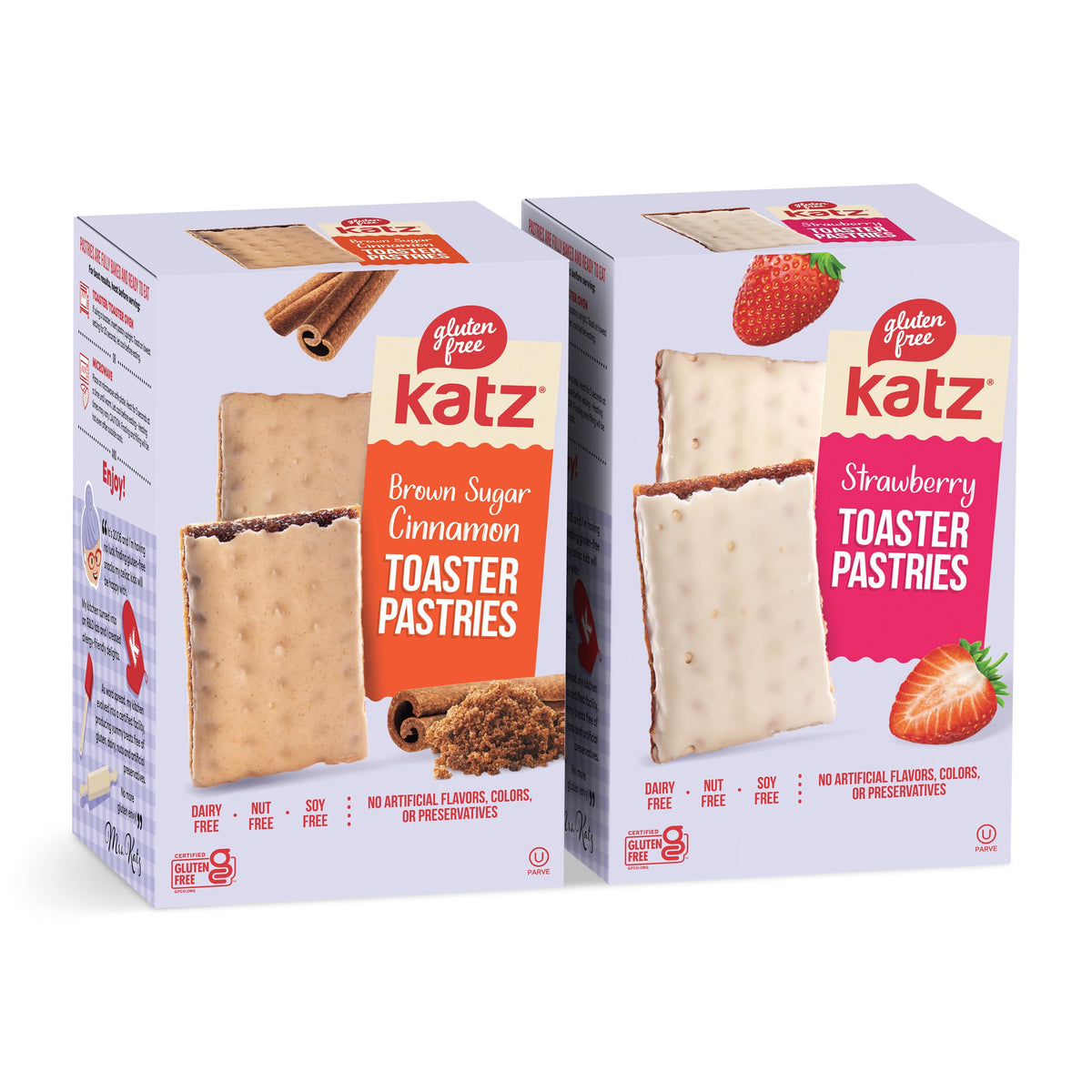 Katz gluten-free toaster pastries with strawberry filling for quick, convenient breakfast.