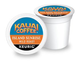 Kauai Coffee 10% Hawaiian Arabica beans, single-serve pods for Keurig brewers.