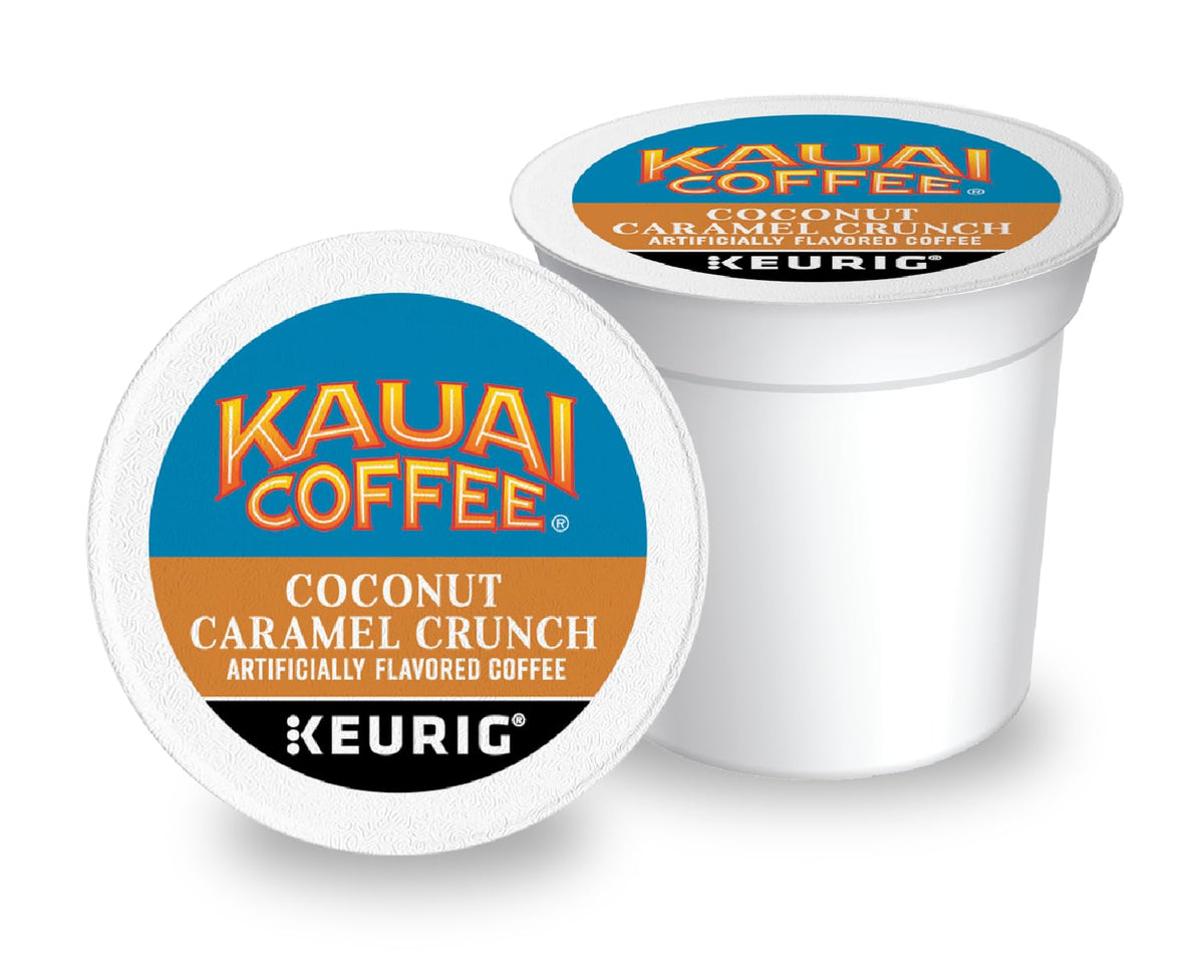 Kauai Coffee 10 Percent Hawaiian Arabica K-Cup pods delivering balanced aroma for mornings.