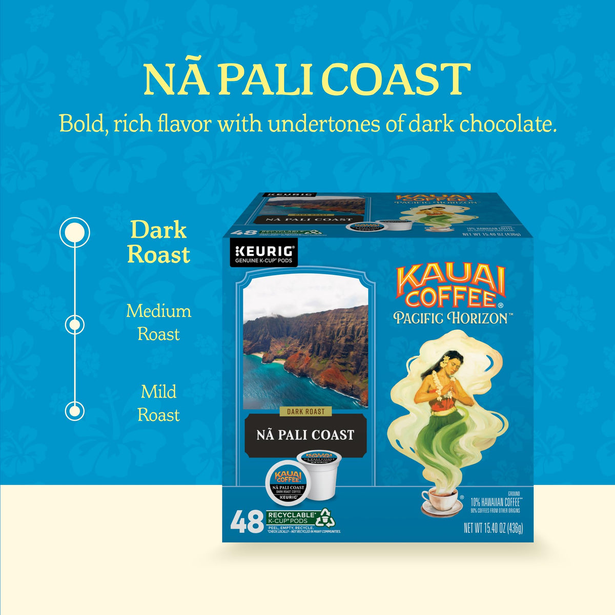 Kauai Coffee 10% Hawaiian-origin Arabica beans for a balanced, flavorful cup