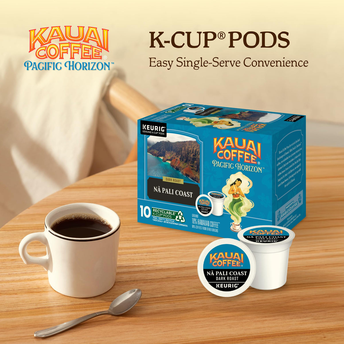 Kauai Coffee Na Pali Coast aroma highlights nutty and chocolate notes.