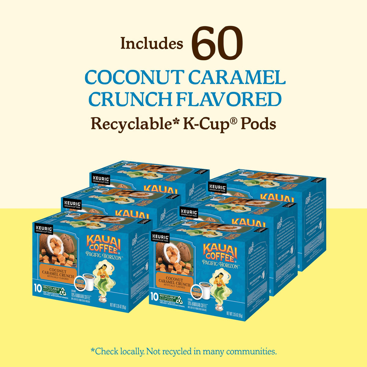 Aromatic Kauai Coffee Coconut Caramel Crunch cup with tropical notes