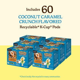 Aromatic Kauai Coffee Coconut Caramel Crunch cup with tropical notes