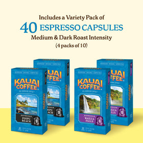 Kauai Coffee Espresso pod aluminum packaging locks in freshness
