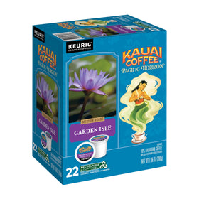 Kauai Coffee Garden Isle K-Cup pods for Keurig, convenient single-serve ritual.