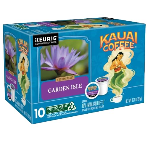 Kauai Coffee Garden Isle K-Cup, tropical flavor profile for quick mornings.