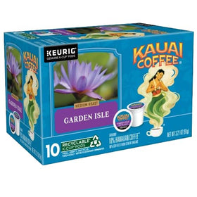 Kauai Coffee Garden Isle K-Cup, tropical flavor profile for quick mornings.