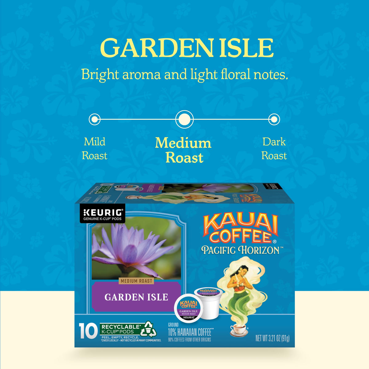 Kauai Coffee Garden Isle K-Cup in Keurig brewer for quick mornings.
