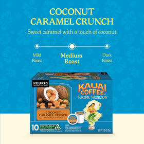 Kauai Coffee Coconut Caramel Crunch brewed in a Keurig machine