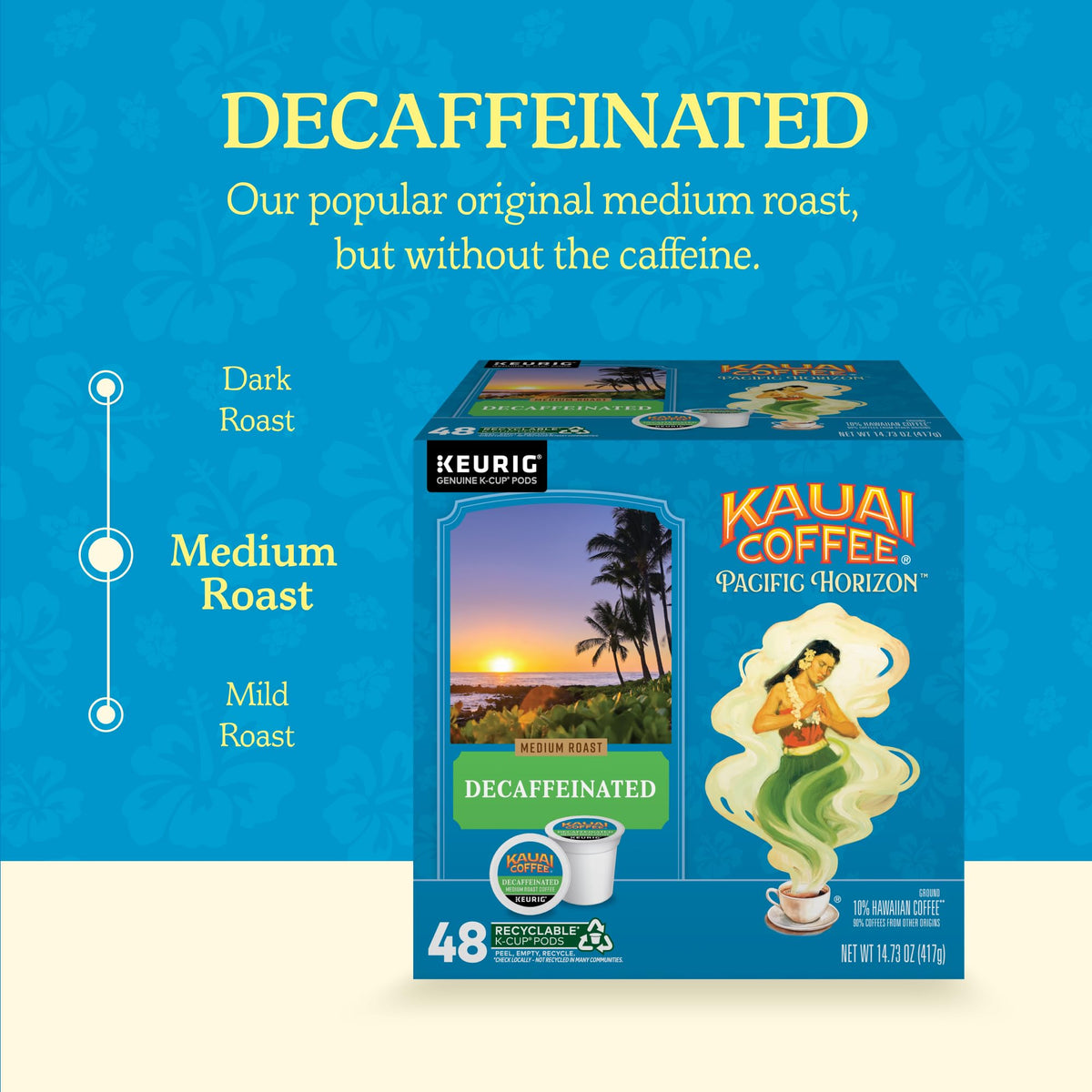 Kauai Coffee K-Cups compatible with Keurig brewers for quick, consistent mornings.