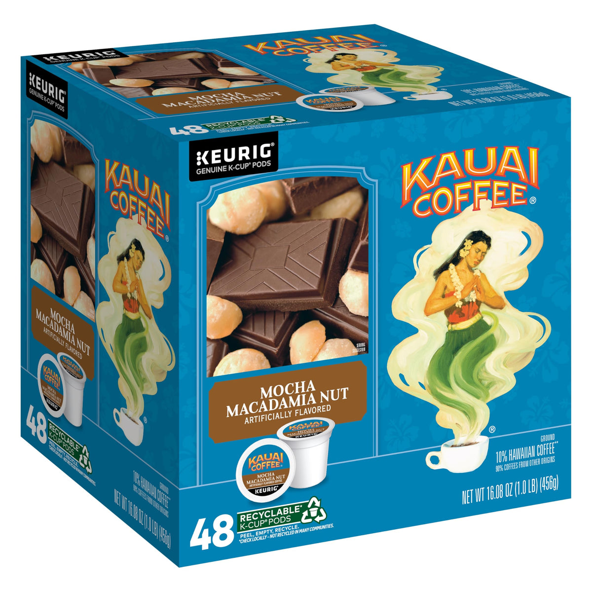 Kauai Coffee Mocha Macadamia Nut pod pour delivers a smooth, flavorful cup