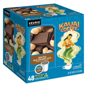 Kauai Coffee Mocha Macadamia Nut pod pour delivers a smooth, flavorful cup