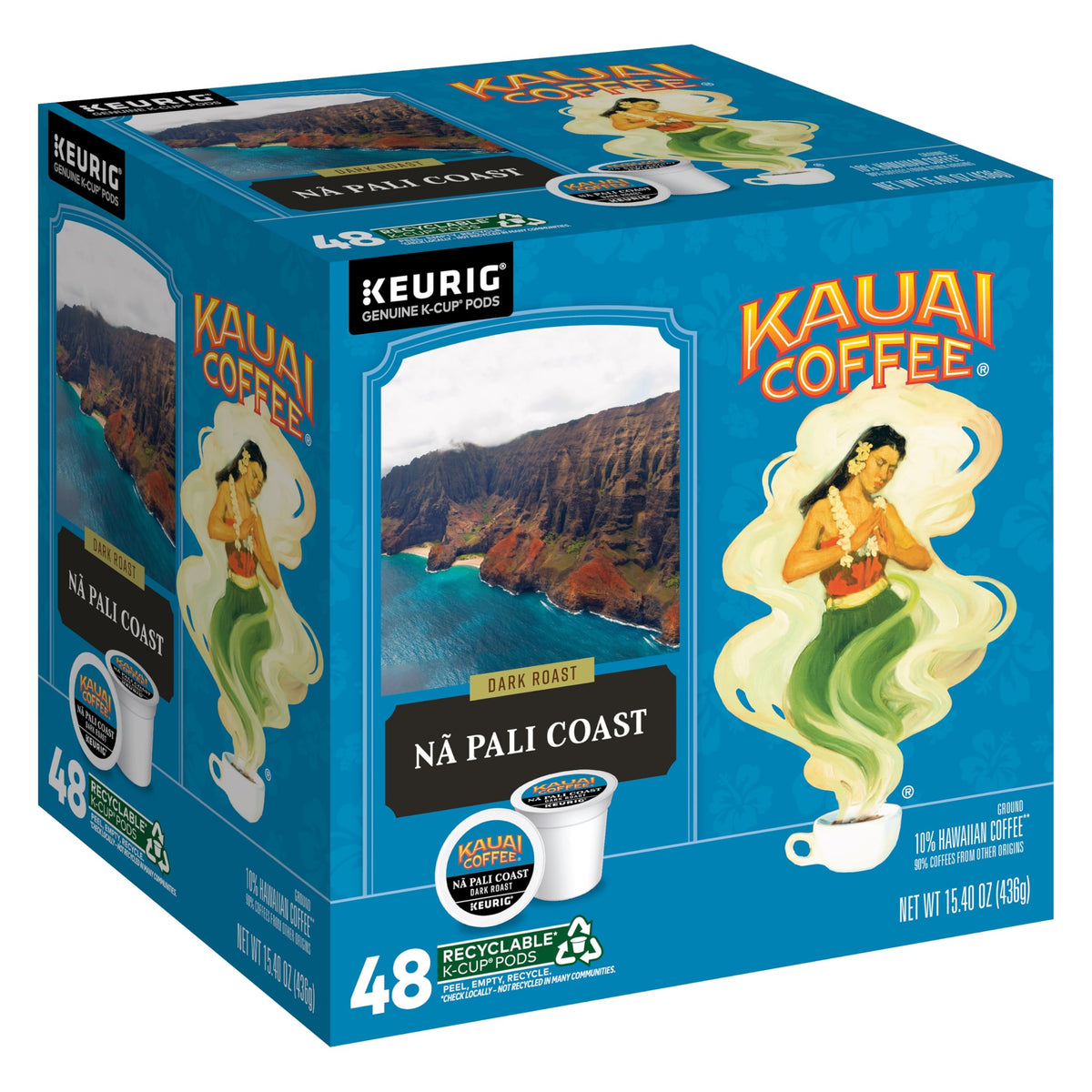 Kauai Coffee Na Pali Coast dark roast cup highlighting nutty aroma