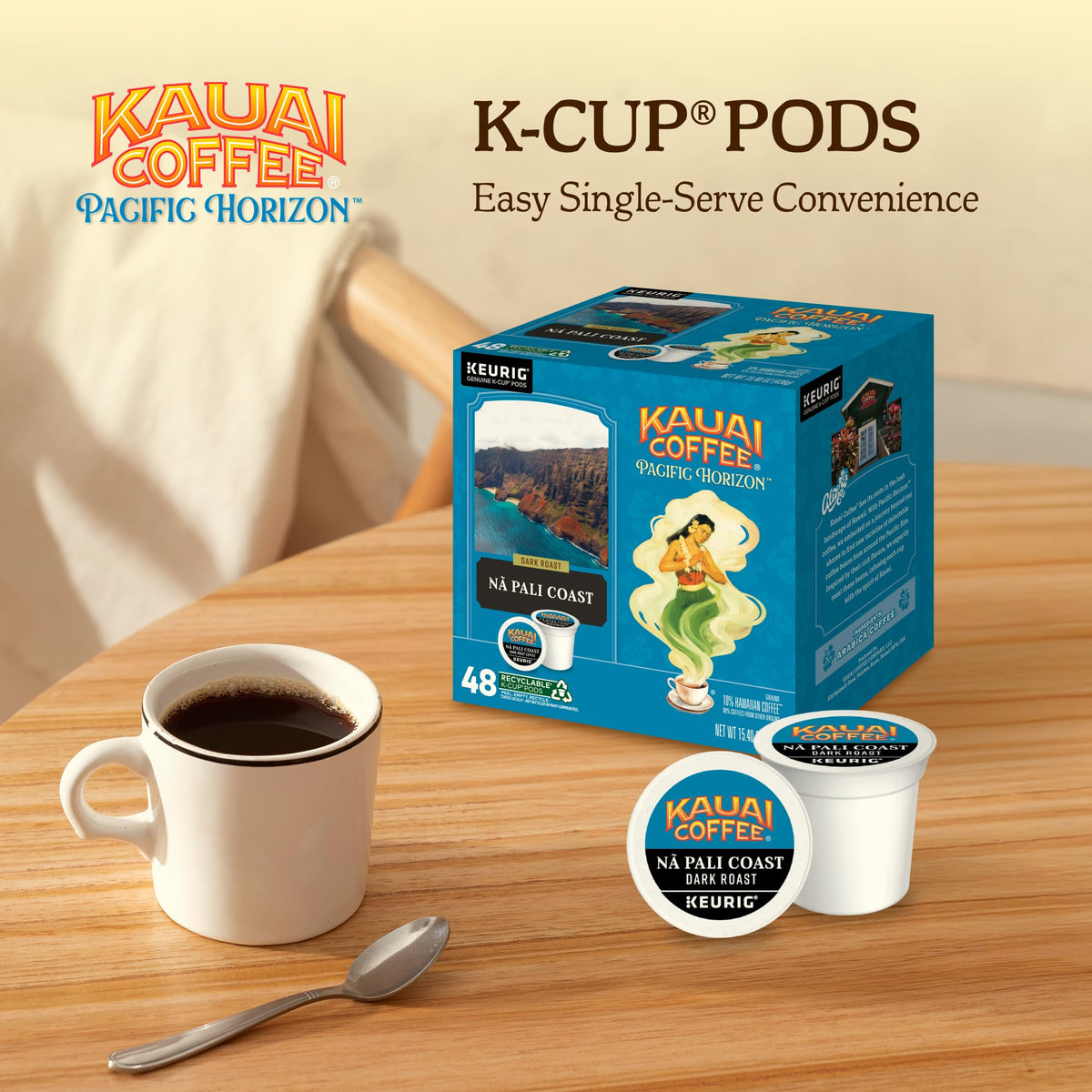Kauai Coffee Na Pali Coast with nutty notes and chocolate overtones