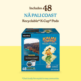 Kauai Coffee recyclable pods promoting eco-friendly brewing