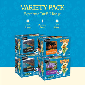 Kauai Coffee recyclable pods; check local recycling options