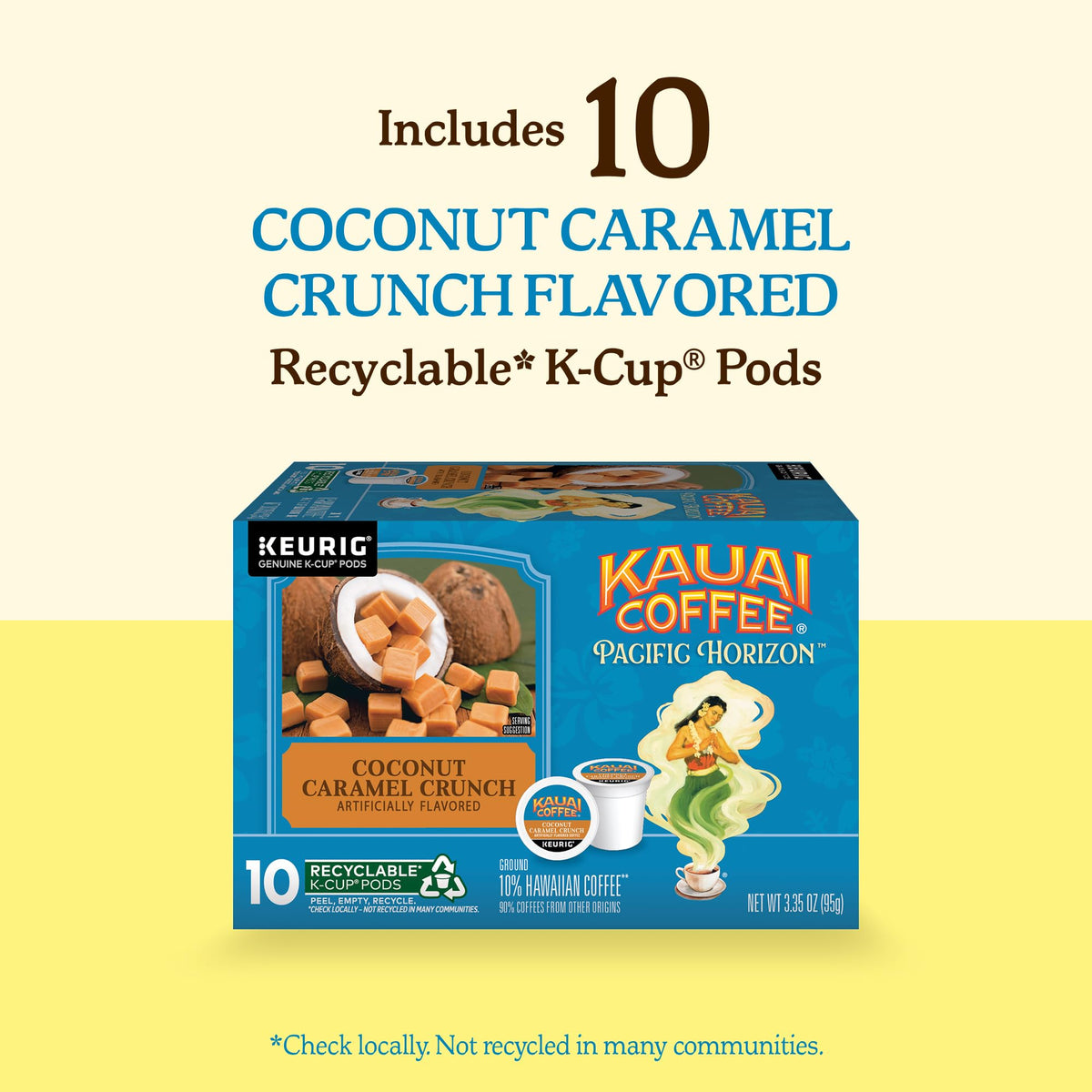 Aromas of tropical coconut rising from Kauai Coffee Coconut Caramel Crunch.