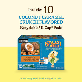 Aromas of tropical coconut rising from Kauai Coffee Coconut Caramel Crunch.