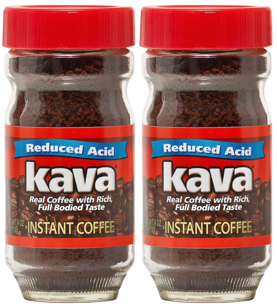 Kava low-acid instant coffee front view highlighting smooth taste and lower acidity