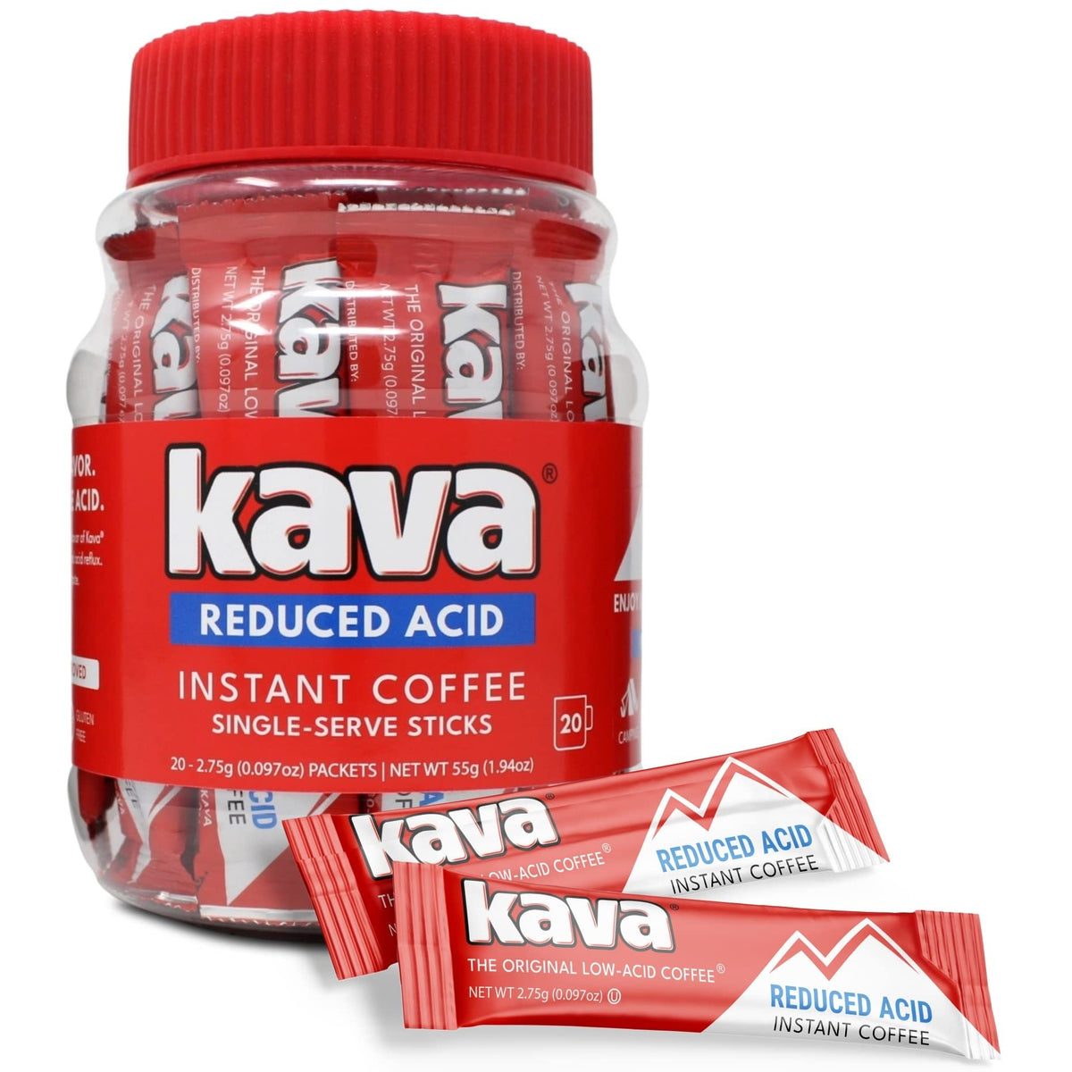 Kava low-acid stick pack opened, ready for a quick brew on the go.