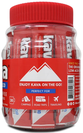 Kava Low Acid Instant Coffee sticks travel-friendly pack ideal for on-the-go.