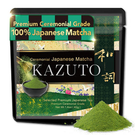 Kazuto premium ceremonial matcha tin highlighting premium packaging that preserves freshness.